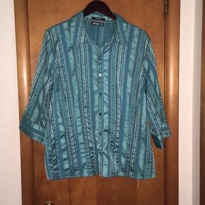 Apt. 9 Shades of Aqua Striped Button-Up Blouse